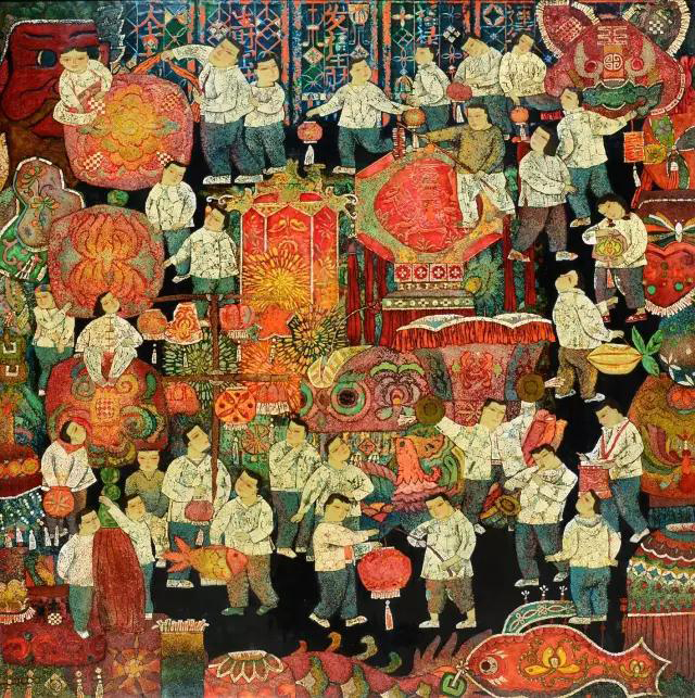 衛(wèi)軍 《歡樂(lè)花燈》 122cmx122cm 2003年.jpg